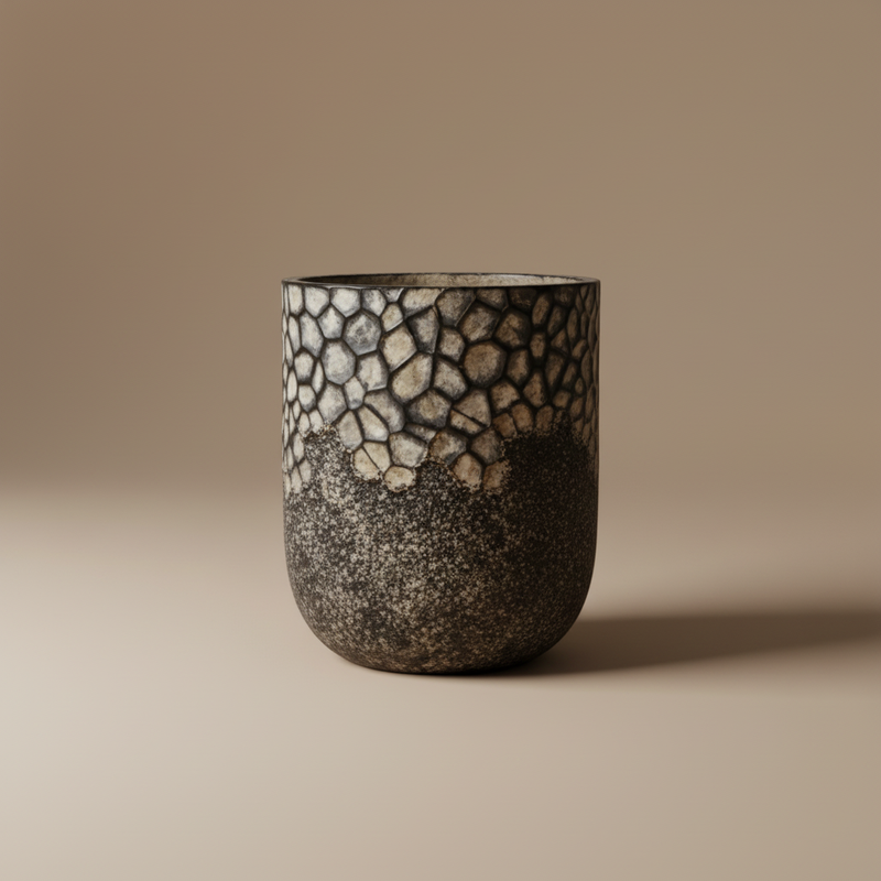 Two-Tone Stone Mosaic Ceramic Planter
