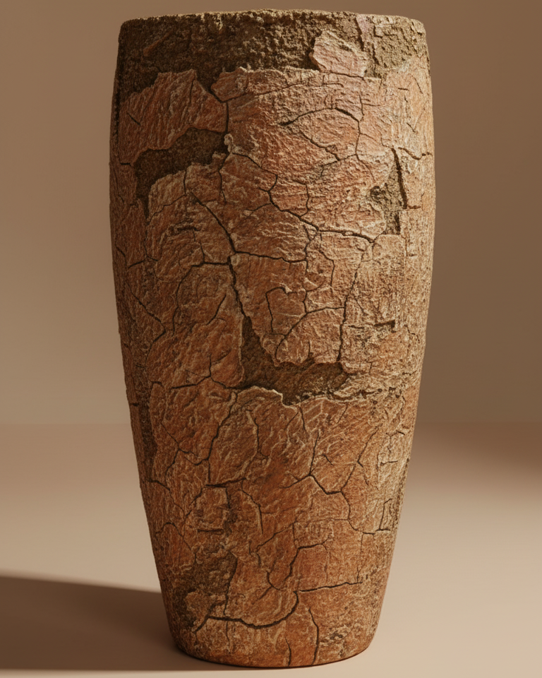 Bark-Texture Earthy Brown Tapered Planter