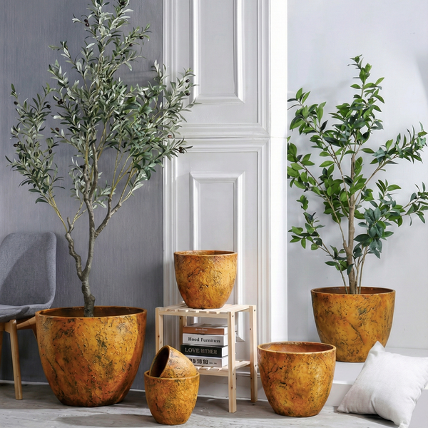 Marbled Ochre Terracotta Planters