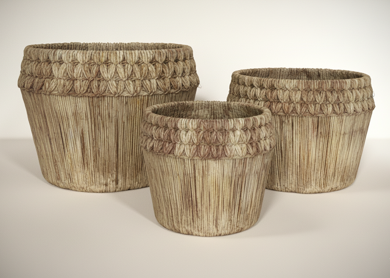 Woven Braided Rim Earthy Planter Set