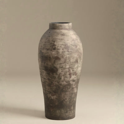 Aged Earthy Patina Tall Ceramic Vase