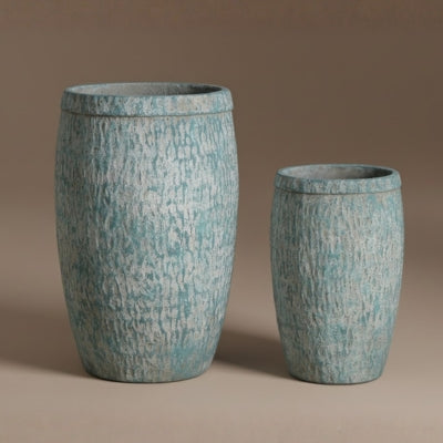 Turquoise Distressed Patina Ceramic Vase