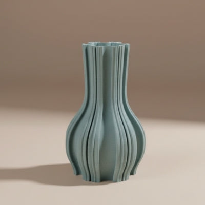 Sage Green Fluted Ceramic Vase