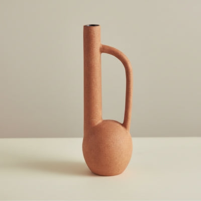 Terracotta Tall-Neck Handled Ceramic Vase
