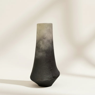Stone-to-Charcoal Gradient Ceramic Vase