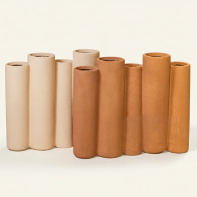 Ivory & Terracotta Cylindrical Planter Set