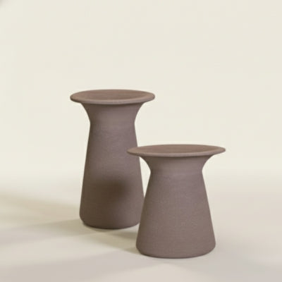 Tapered Stone Pedestal Side Tables