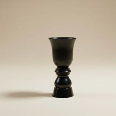 Glossy Black Chalice Pedestal Vase