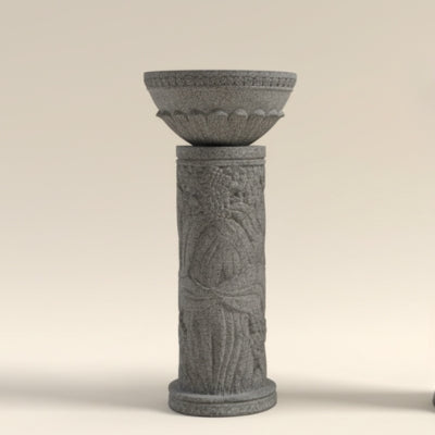 Classical Stone Pedestal Relief Bowls