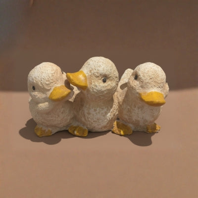 Stone Finish Duck Sculpture Trio