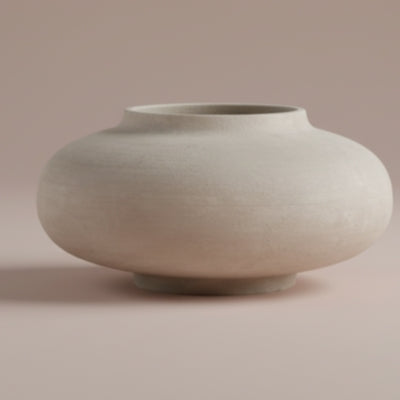 Nordic Stone Planter with Bamboo Tray