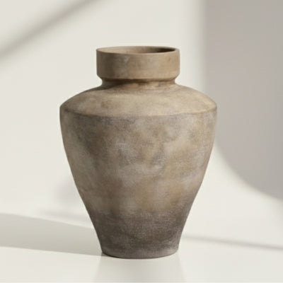 Stone-Grey Matte Sculptural Ceramic Vase