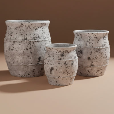 Speckled Stone-Finish Organic Ceramic Planter Set