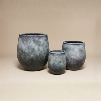 Iridescent Grey Glazed Ceramic Planters