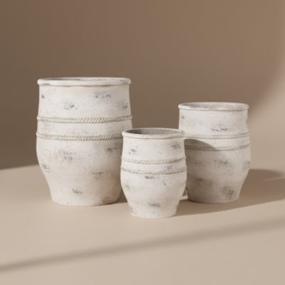 Off-White Speckled Horizontal Carved Planter