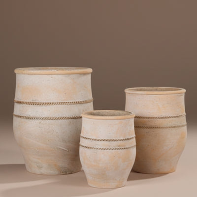 Off-White Horizontal Carved Ceramic Planter
