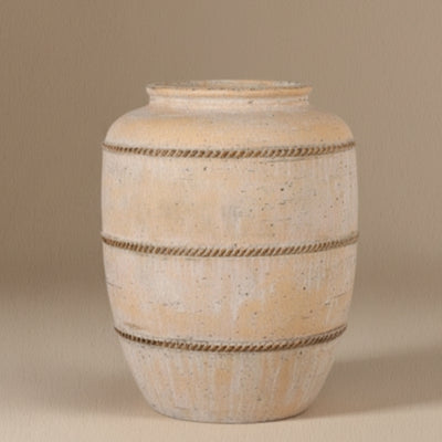 Sand-Beige Rope Detail Ceramic Vase