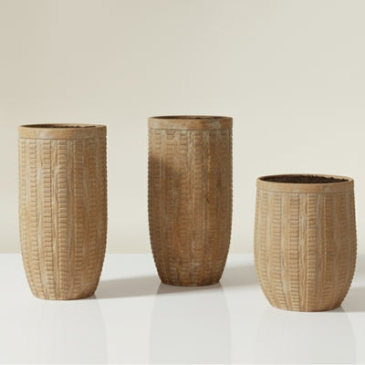 Carved Natural Wood Decorative Vessel