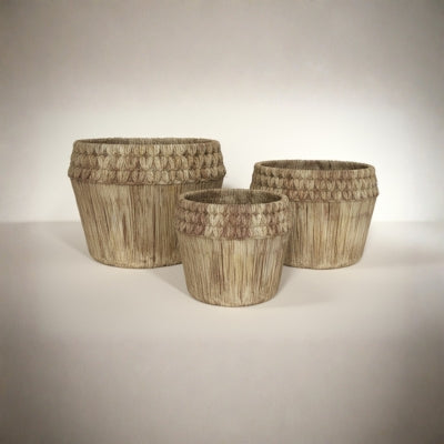 Woven Braided Rim Earthy Planter Set