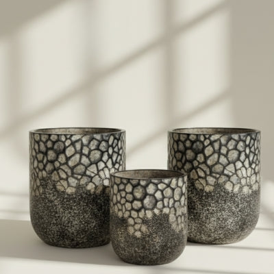 Two-Tone Stone Mosaic Ceramic Planter