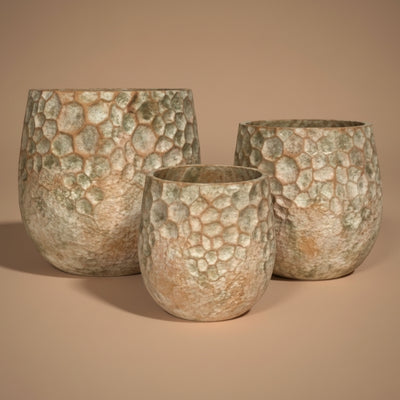 Honeycomb Faceted Stone Terracotta Vessels