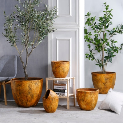 Marbled Ochre Terracotta Planters